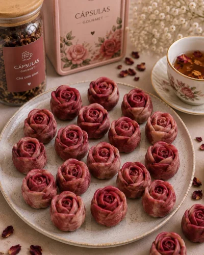Cápsulas de té en forma de rosas rojas